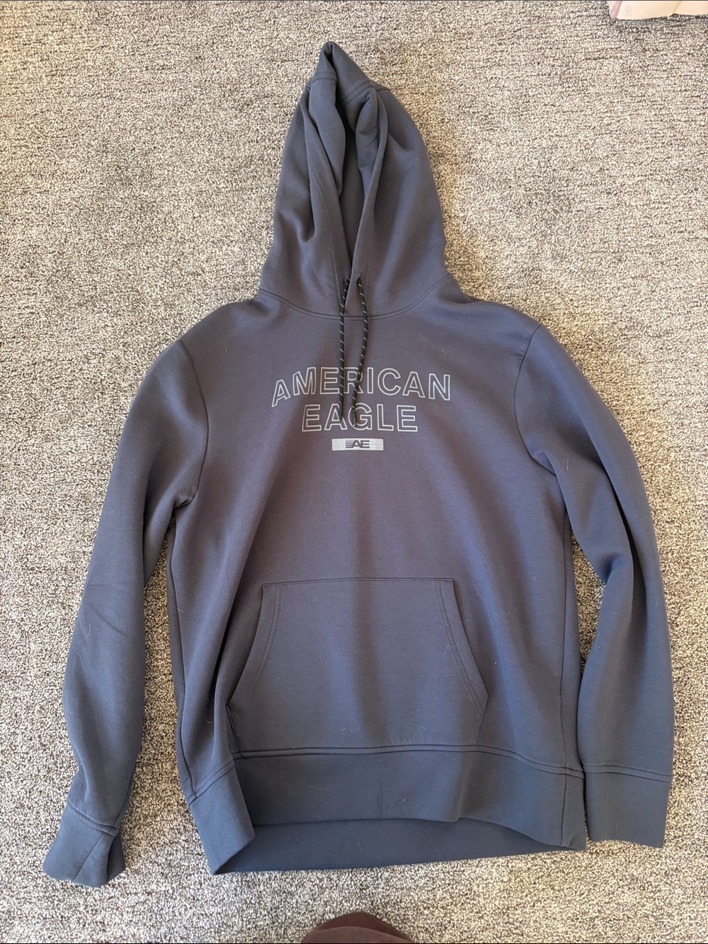 American Eagle Outfitters Men's Hooded Pullover Sweatshirt - Navy Grey